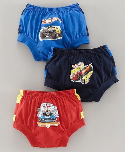 Red Rose Briefs Hot Wheels Print Pack of 3 - Blue Red