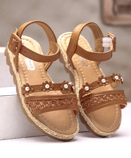 Cute Walk by Babyhug Party Wear Sandals - Golden