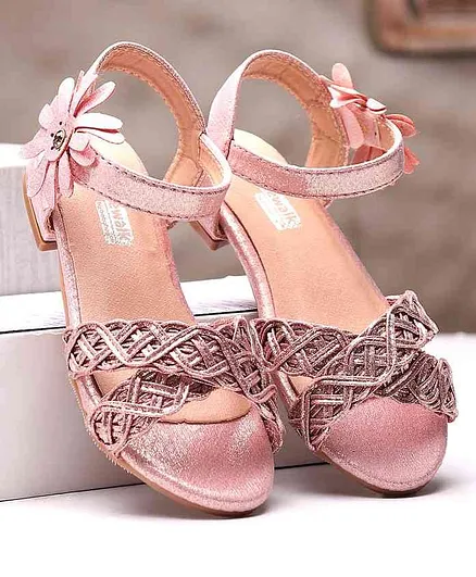 Cute Walk by Babyhug Party Wear Sandals Floral Appliques - Pink