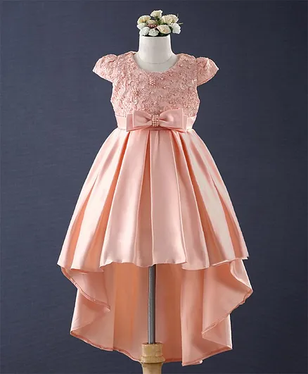 Mark & Mia Cap Sleeves High Low Party Dress - Peach