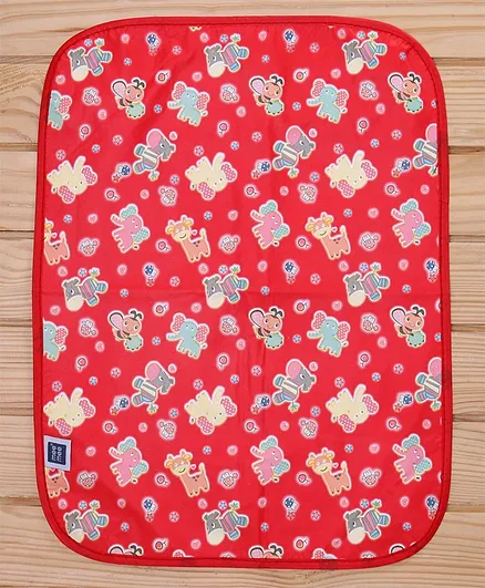 Mee Mee Bed Protector Plastic Mat Animal Print - Red