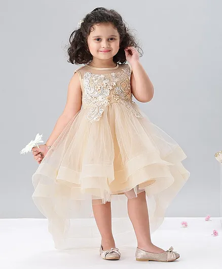 Mark & Mia Sleeveless Frock Floral Embroidery - Cream