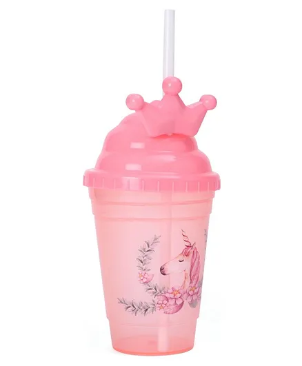 Crown Shaped Water Bottle Unicorn Print - Pink
