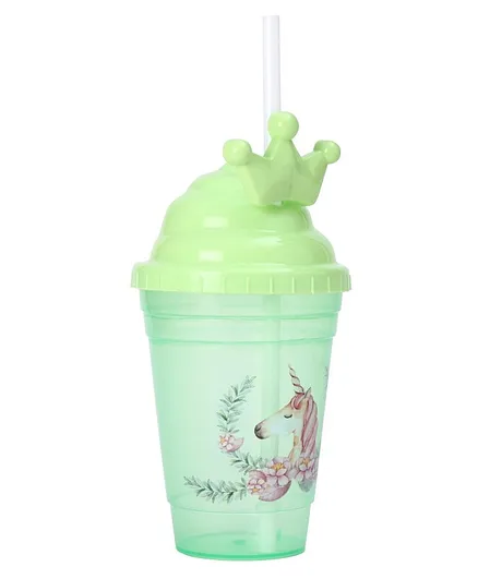 Crown Shaped Water Bottle Unicorn Print - Green