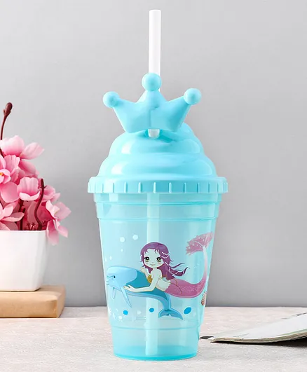 Crown Shaped Water Bottle Unicorn Print - Blue