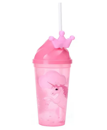 Crown Shaped Water Bottle Unicorn Print - Pink