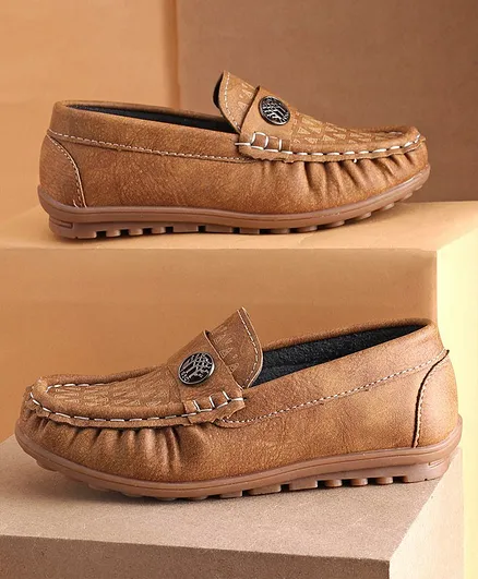 Cute Walk by Babyhug Printed Loafers - Light Brown