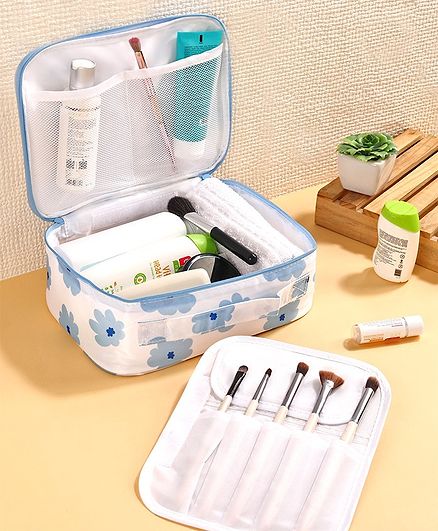 Retangular Shape Multiutility Pouch Floral Print - White Blue