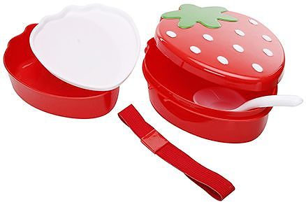Fab N Funky Strawberry Pattern Lunch Box - Red