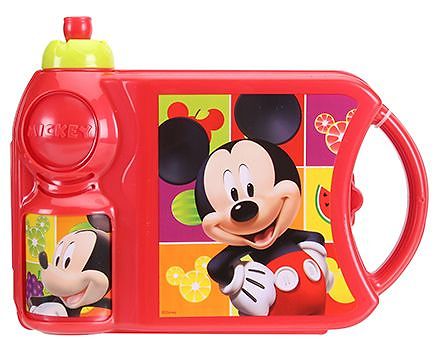 Disney Mickey Mouse And Friends Lunch Box With Attached Water Bottle - Red