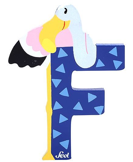 Sevi Wooden Letter Flamingo Alphabet F - Blue