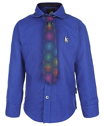 Finger Chips Full Sleeves Shirt With Tie - Logo Motif