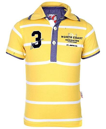 Finger Chips Striped Half Sleeves T-Shirt - Number 3 Patch
