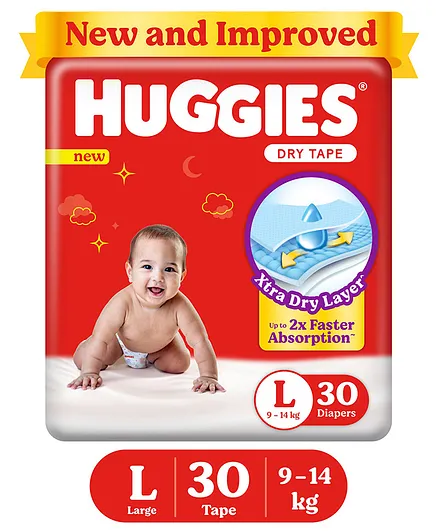 Huggies Dry Diapers Large Size - 30 Pieces