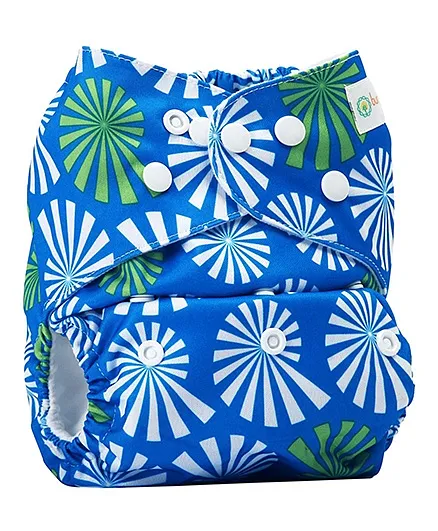 Bumberry Pocket Cloth Diaper With One Microfiber Insert - White Flowers On Blue