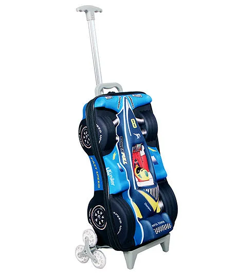 T-Bags Racing Car Design Trolley Bag Blue - 17 Inches