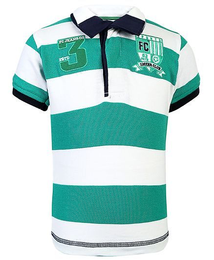 Finger Chips Striped Print T Shirt - Green And White