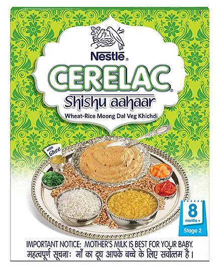 Nestle Cerelac Shishu Aahaar Wheat Rice Moong Dal Veg Khichidi Stage 2 - 300 gm
