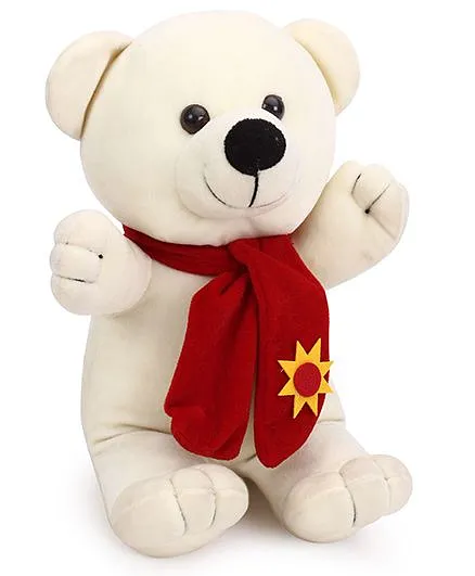 Playtoons Teddy Bear with Muffler Cream - 33 cm