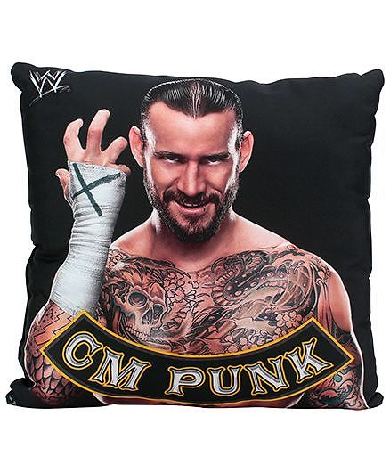 Simba Square Shaped Cushion C M Punk Print - Black