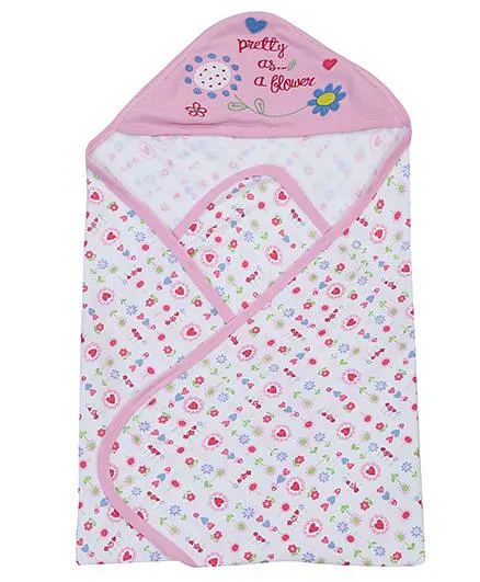 Pink Rabbit Hooded Wrapper Floral Print - Pink