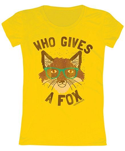 Toddler Tee Caption Print Who Gives A Fox - Yellow