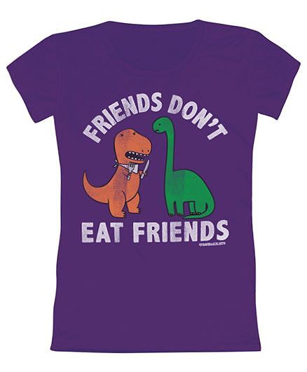 Toddler Tee Caption Print Friends Don't Eat Friends - Purple
