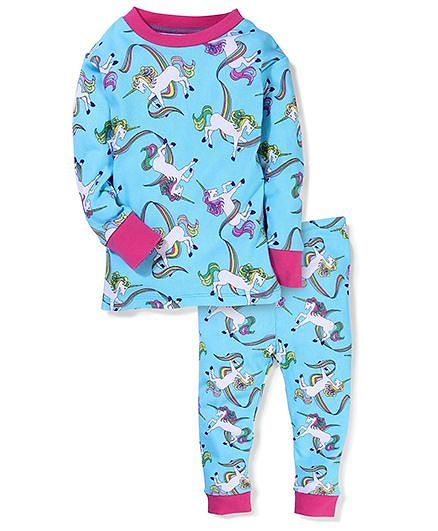 New Jammies Full Sleeves Night Suit - Aqua Blue
