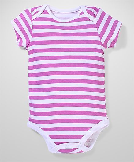 Baby Starters Half Sleeves Cotton Onesies - Purple & White
