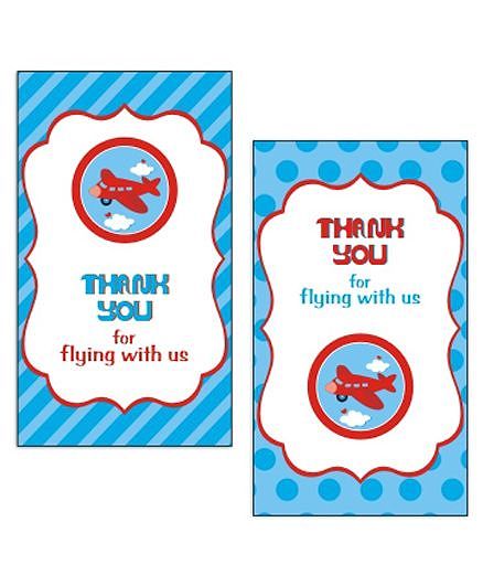 Prettyurparty Airlines Thankyou Cards- Blue