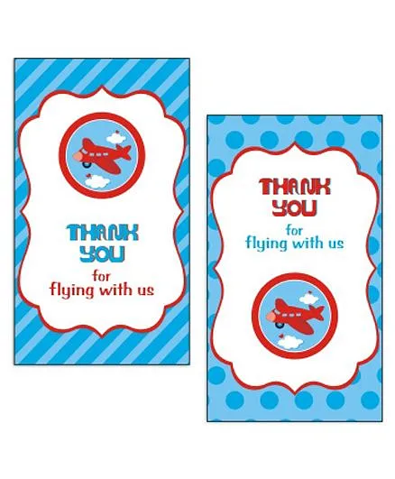 Prettyurparty Airlines Thankyou Cards- Blue