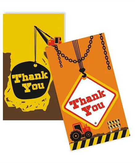 Prettyurparty Construction Thankyou Cards- Brown