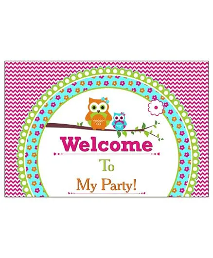Prettyurparty Girly Owl Entrance Banner Door Sign- Pink