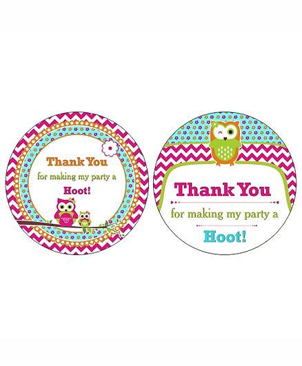 Prettyurparty Girly Owl Thank You Cards- Pink