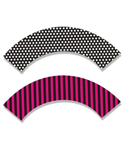 Prettyurparty Paris Cupcake Wrappers- Black and Pink
