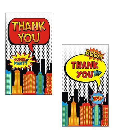 Prettyurparty Superhero Thankyou Cards- Multi Color