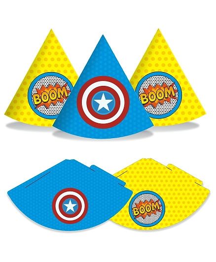 Prettyurparty Superhero Hats- Multi Color