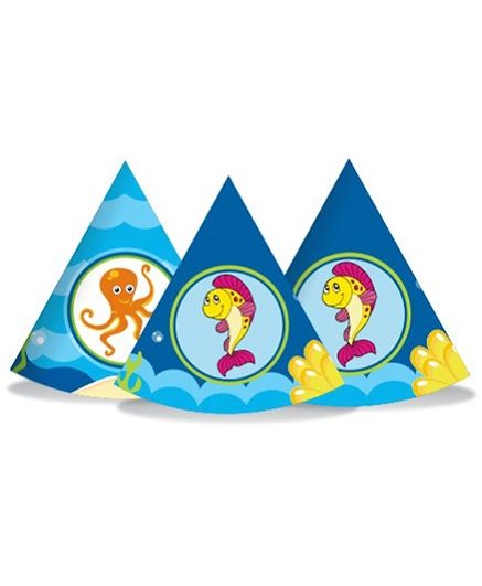 Prettyurparty Under the Sea Party Hats- Blue