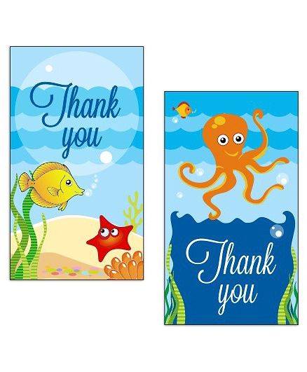 Prettyurparty Under the Sea Thankyou Cards- Blue