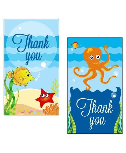 Prettyurparty Under the Sea Thankyou Cards- Blue