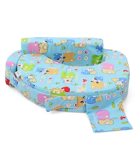Babyhug Feeding Pillow Animals With Heart Print - Blue