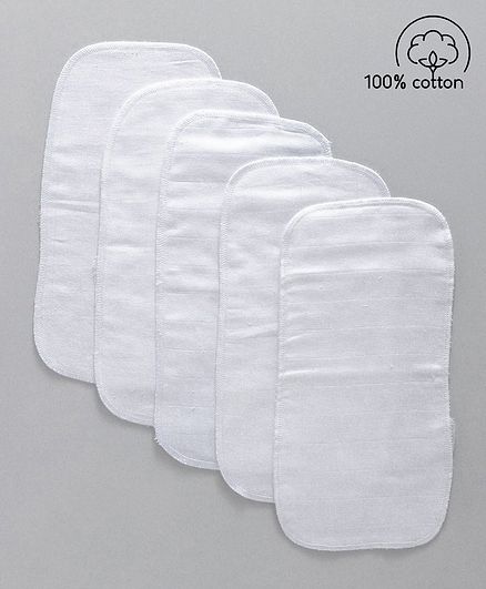 Babyhug Muslin Cotton Cloth Nappy Insert Pack Of 5 - White