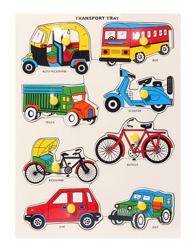 Little Genius Wooden Transport Tray knob Puzzle