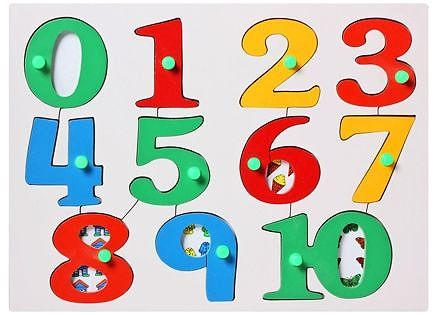 Little Genius Wooden Number Puzzle Tray With Knobs - Multicolor