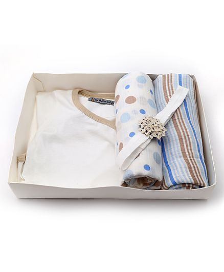 Mi Dulce An'ya Organic Cotton Gift Set Pack of 4 - White and Blue