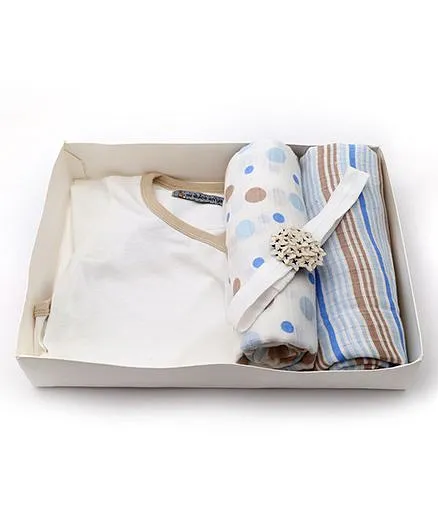 Mi Dulce An'ya Organic Cotton Gift Set Pack of 4 - White and Blue