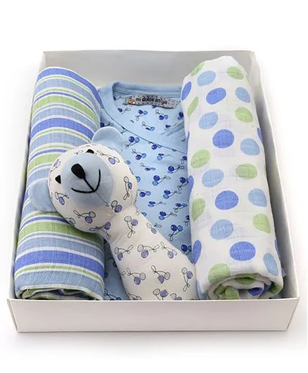 Mi Dulce An'ya Organic Cotton Gift Set Pack of 4 - Blue