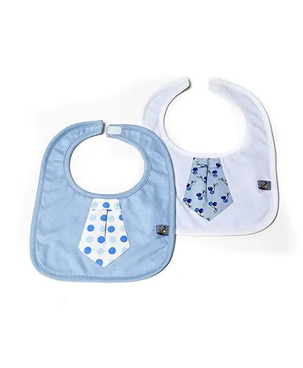 Mi Dulce An'ya Organic Cotton Bibs Tie Design Set of 2 - Blue
