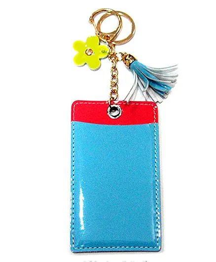 EZ Life Card Holder Keychain With Flower - Blue