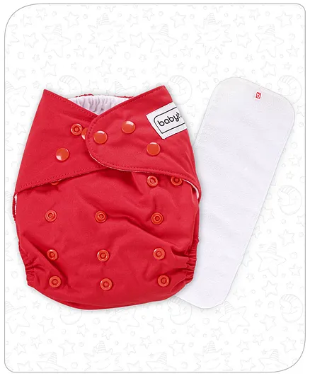 Babyhug Free Size Reusable Cloth Diaper With Insert - Red